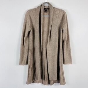 Fenn Wright Mason Size Medium Wool Blend Open Front Cardigan Sweater Tan